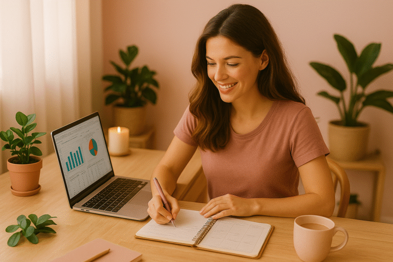 mujer emprendedora y feliz